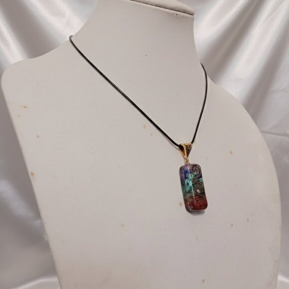 7 Chakra Gemstone Reiki Healing Copper Coil Pendant Necklace NWOT - Picture 2 of 8